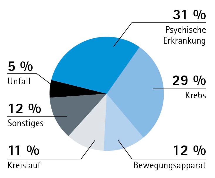 Statistik der Leistungsfälle seit 2005 bei der Deutschen Ärzteversicherung mit Stand 2015